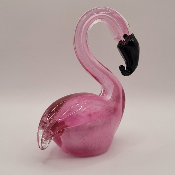 Beautiful Art Glass Blown Glass Pink Flamingo Figurine 6.5" - Picture 7 of 10